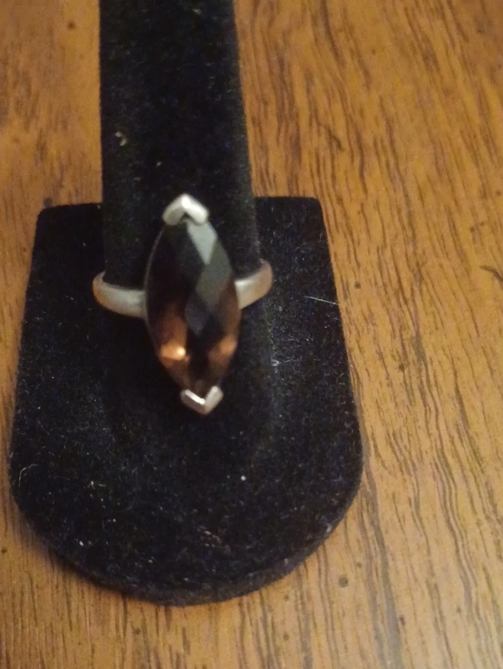 Marquise Smoky Quartz Sterling Silver Ring in Brown .925 Marking